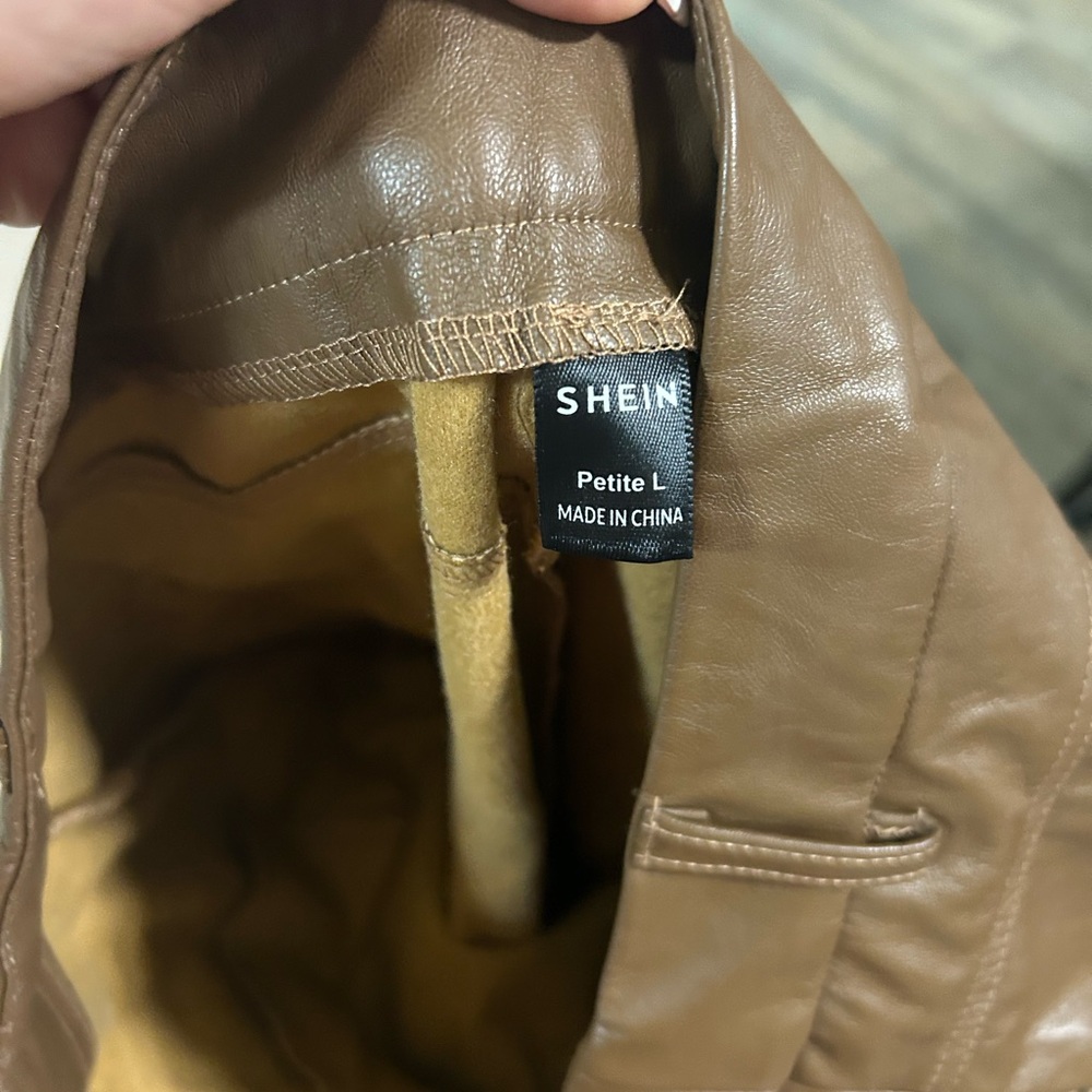 SHEIN Tan Faux Leather Jacket